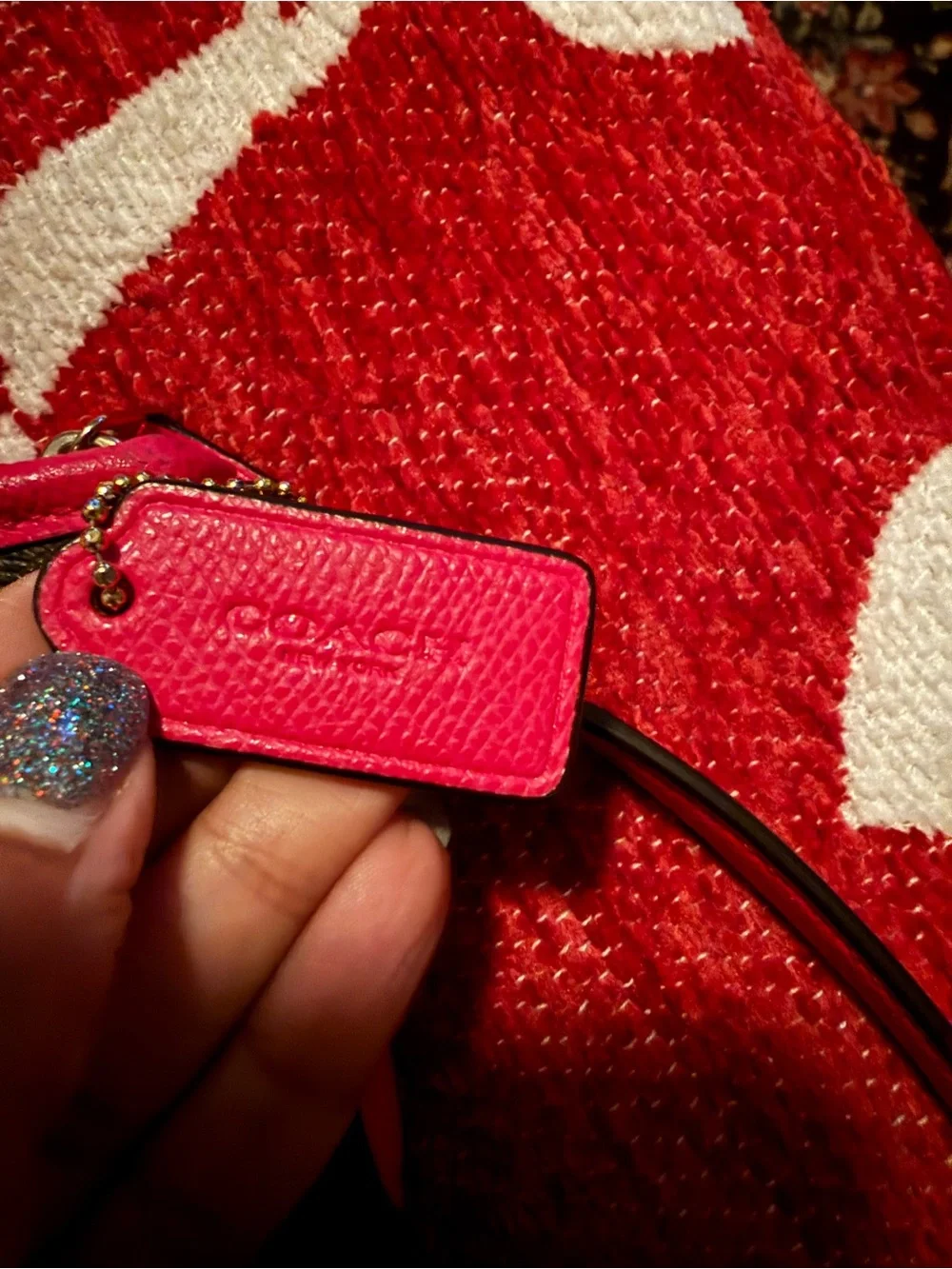 Authentic Coach Brown Signature Crossbody with Hot Pink Trim